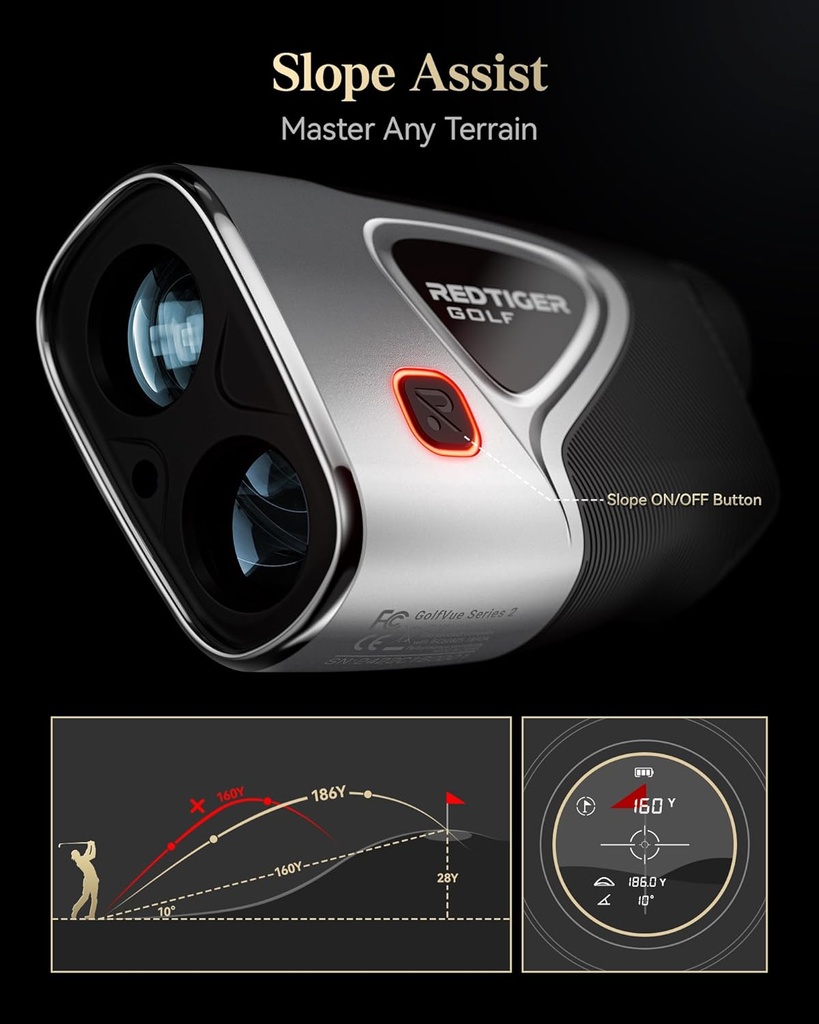 REDTIGER OLED GolfVue Series 4 Rangefinder, Laser Range Finder with Slope
